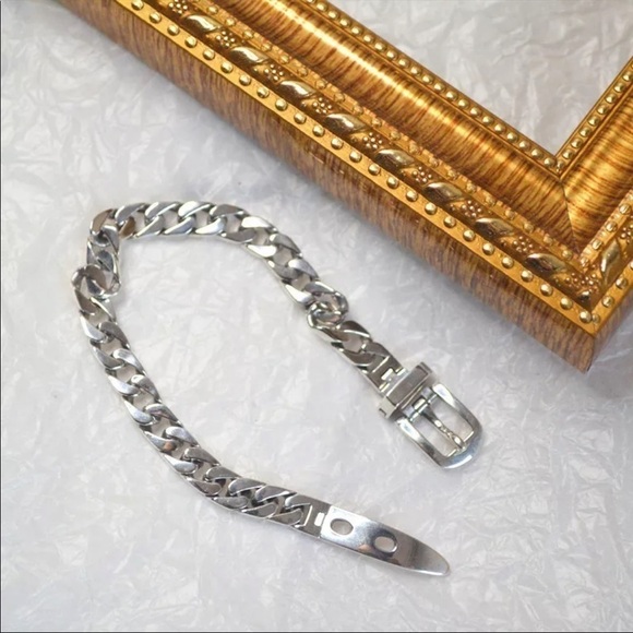 Re-stocked❗️new 925 Sterling Silver Cuban Chain Link Belt Buckle Bracelet - Picture 3 of 8